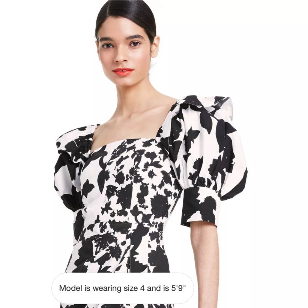 Floral Puff Sleeve Faux Wrap Dress - Christopher